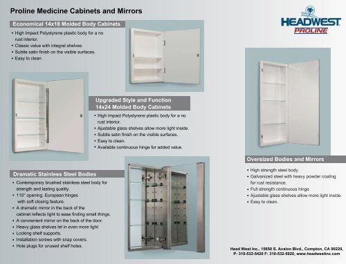 Proline Medicine Cabinets And Mirrors Thomasnet