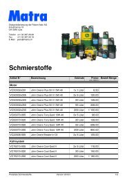 Preisliste Schmierstoffe - Webshop Matra