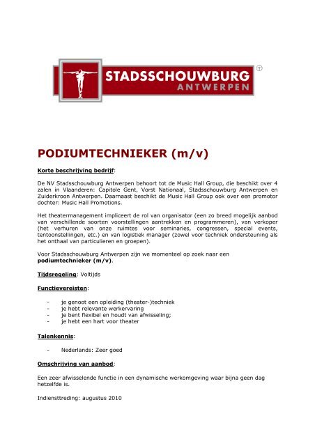 PODIUMTECHNIEKER (m/v) - VTi