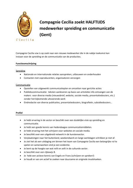 120229 ALG Vacature - medewerker spreiding en communicatie - VTi