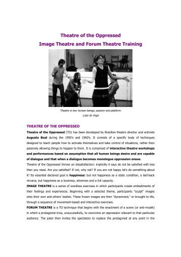 Theatre of the Oppressed Image Theatre and Forum Theatre ... - VTi