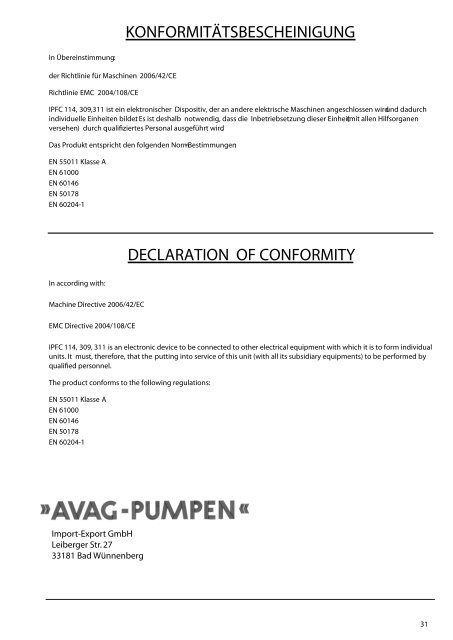 Frequenzumrichter IPFC 309 - AVAG-Pumpen