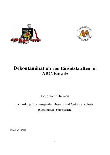 Dekontamination von Einsatzkräften im ABC-Einsatz - Feuerwehr Bremen