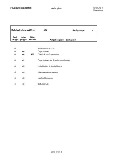 Behördenkennziffer: - Feuerwehr Bremen