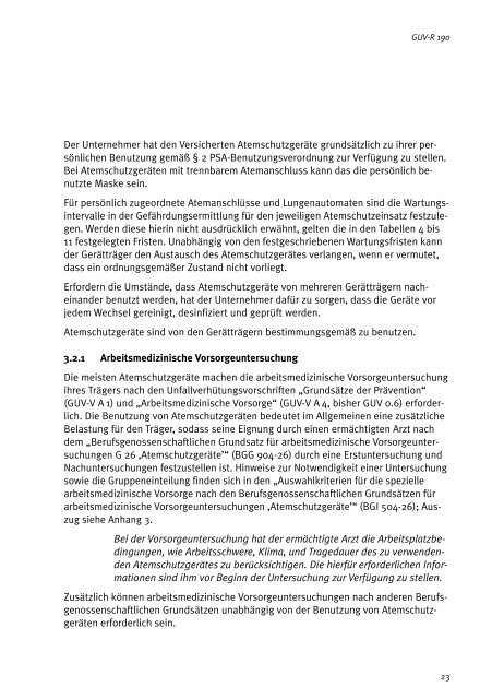 GUV Regel "Benutzung von Atemschutzgeräten" - Feuerwehr Meiches