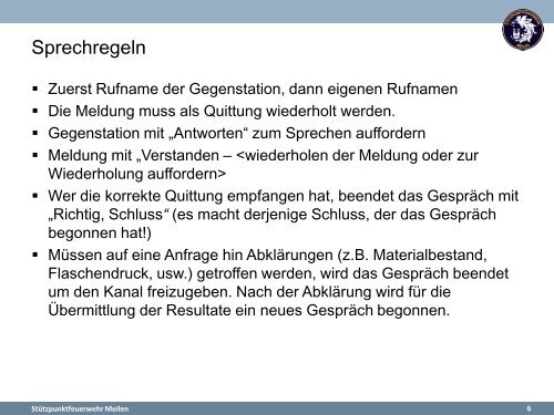 Funkausbildung - Feuerwehr Meilen