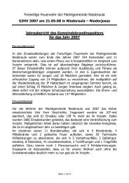 Jahresbericht des Gemeindebrandinspektors für das Jahr 2007