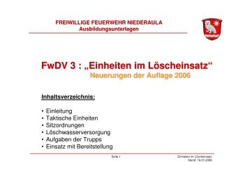 FwDV 3 : „Einheiten im Löscheinsatz“ - Freiwillige Feuerwehr ...