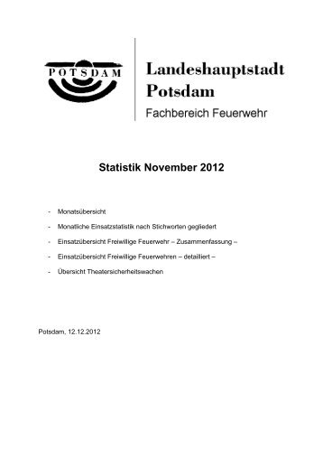 Monatsstatistik November 2012 - Feuerwehr Potsdam
