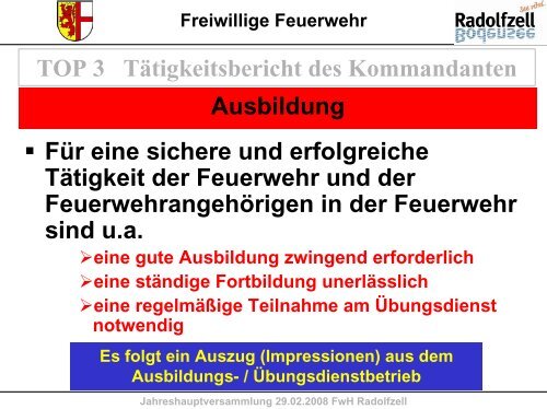 TOP 3 Tätigkeitsbericht des Kommandanten - Freiwillige Feuerwehr ...