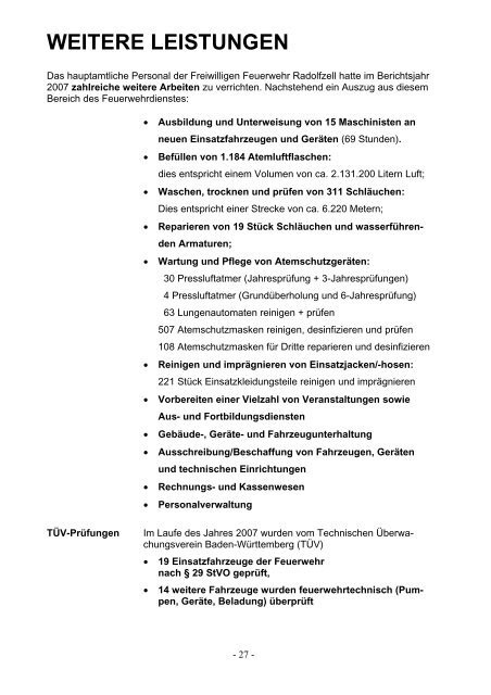 Jahresbericht 2007 - Freiwillige Feuerwehr Radolfzell