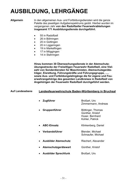 Jahresbericht 2007 - Freiwillige Feuerwehr Radolfzell