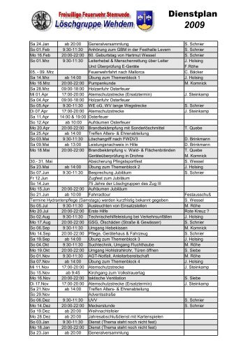 Dienstplan - Freiwillige Feuerwehr Stemwede