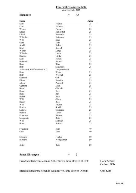 Jahresbericht 2000 der Feuerwehr Langenselbold - Freiwillige ...