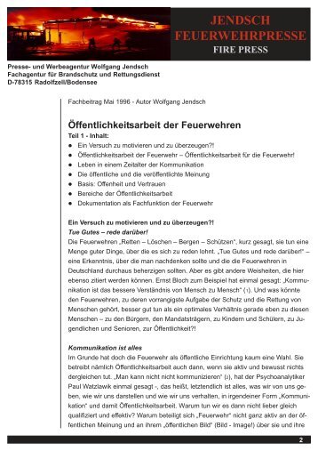 Die Öffentlichkeitsarbeit der Feuerwehr - Wolfgang Jendsch