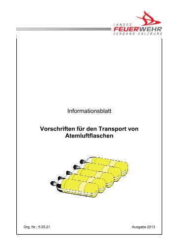 Informationsblatt Vorschriften für den Transport von Atemluftflaschen