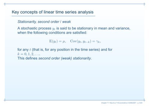 Linear Time Series Models for Stationary data - Feweb