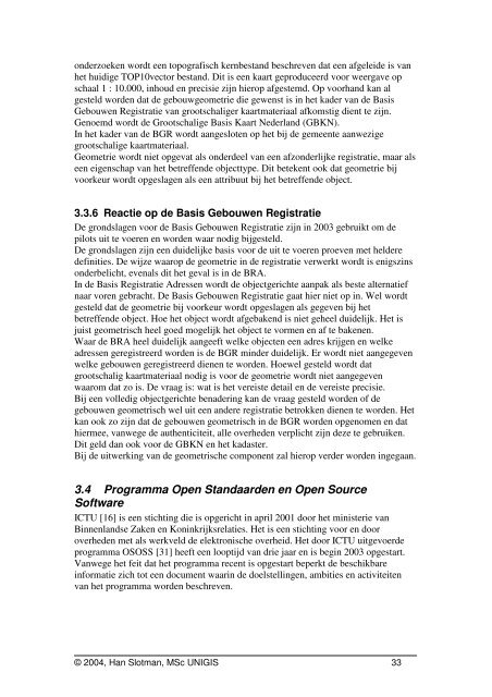 Gebouwen registratie, de geometrische component - Unigis