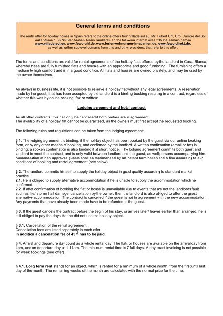 General terms and conditions