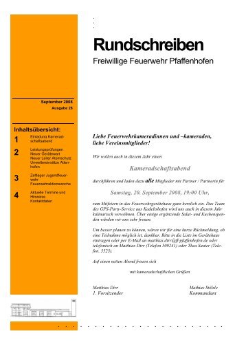 Rundschreiben - Freiwillige Feuerwehr Pfaffenhofen