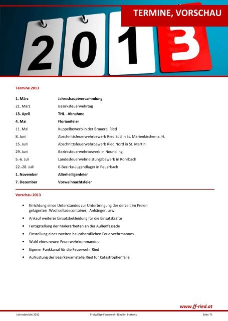 Jahresbericht 2012 - FF Ried