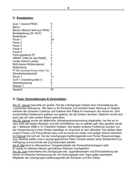 Freiwillige Feuerwehr Jahresbericht 2005 - Löschgruppe Urbach