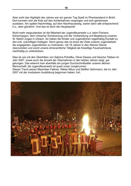 Freiwillige Feuerwehr Jahresbericht 2007 - Löschgruppe Urbach