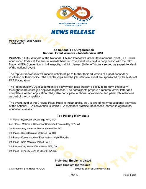 Job Interview National FFA Organization