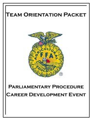 Team Orientation Packet Outline - National FFA Organization