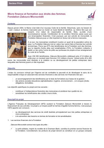 Microfinance Zakoura Maroc - Agence Française de Développement