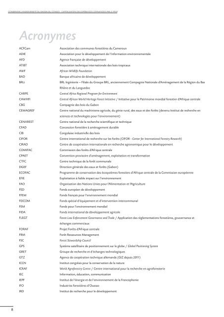 capitalisation des expériences cofinancées par le FFEM