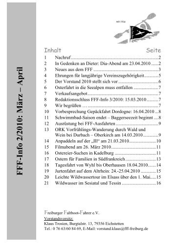 FFF-Info 2/2010: März – April - Freiburger Faltboot Fahrer e.V.