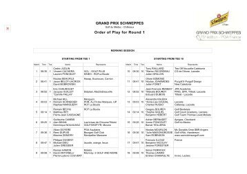 GRAND PRIX SCHWEPPES Order of Play for Round 1