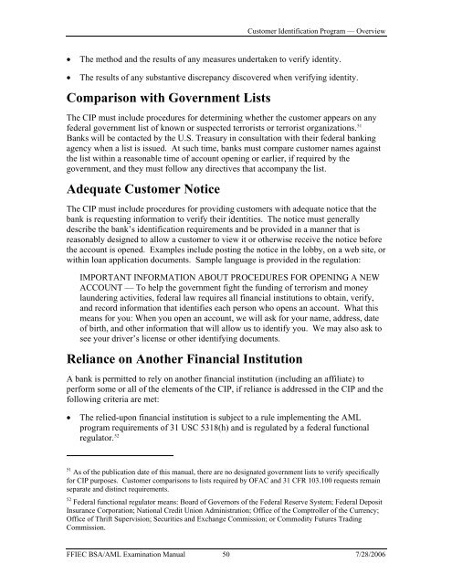 Bank Secrecy Act/Anti-Money Laundering Examination Manual - ffiec