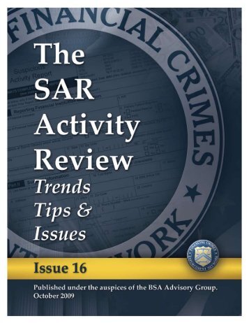 SAR Activity Review, Trends, Tips and Issues, Issue 16 - ffiec