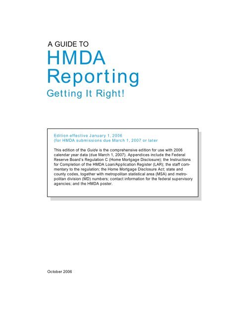 A Guide to HMDA Reporting - ffiec