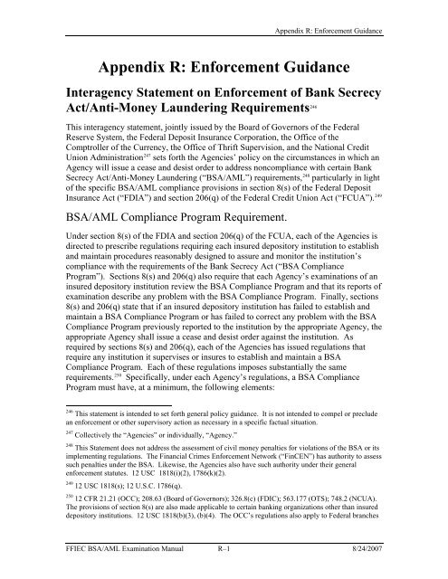 BSA/AML Examination Manual - ffiec