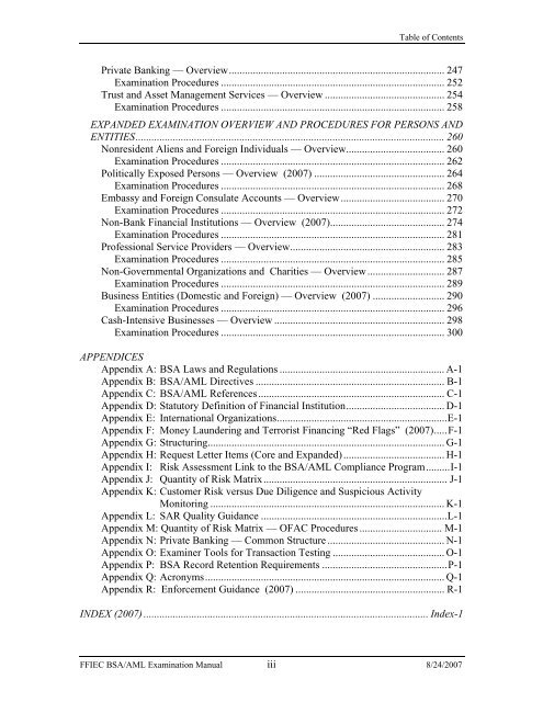 BSA/AML Examination Manual - ffiec