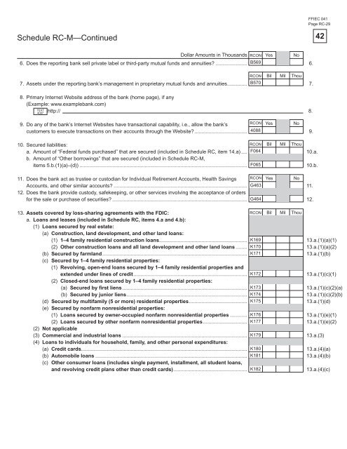 Consolidated Reports of Condition and Income for A Bank ... - ffiec