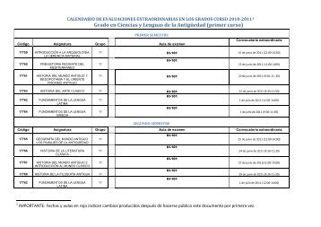 calendario de evaluaciones finales en los grados curso 2010-2011