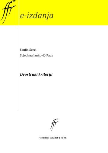 Sanjin Sorel, Svjetlana Janković‐Paus - Filozofski fakultet u Rijeci