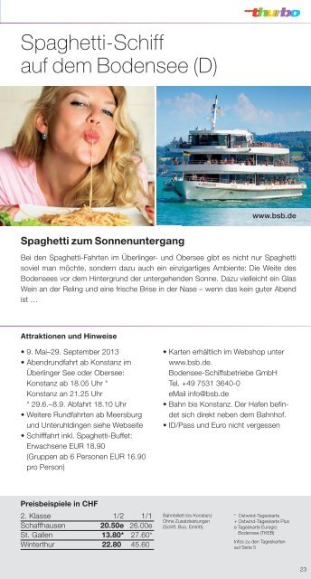 Freizeittipps Sommer 2013 - Ausflüge in der Ostschweiz und ... - SBB