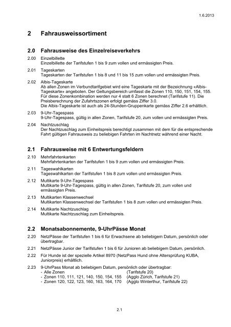 Verbundtarif ZVV - SBB