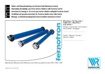 und Gebrauchsanleitung von Fernotron Funk-Rohrmotoren Control ...