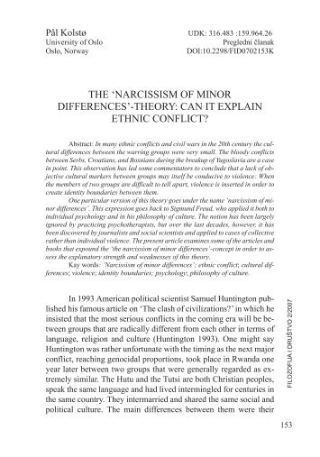 THE 'NARCISSISM OF MINOR DIFFERENCES ... - DOI Serbia