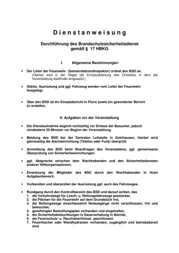 Dienstanweisung BSD - FF Oberzell