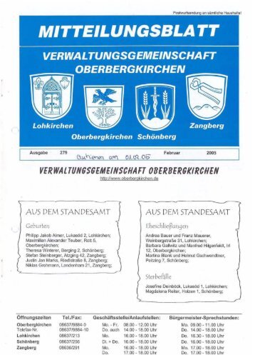 VERWAl TUNGSGEMEINSCHAFT OBERBERGKIRCHEN