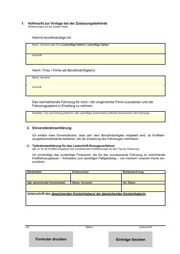 Vollmacht Kfz Abmeldung Vordruck Kostenlos Vollmacht Kfz Abmeldung Vorlage