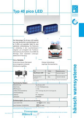 Produktinformation Sputnik pico LED - Hänsch