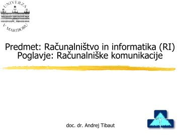 Računalništvo in informatika I. Teorija informacijskih sistemov